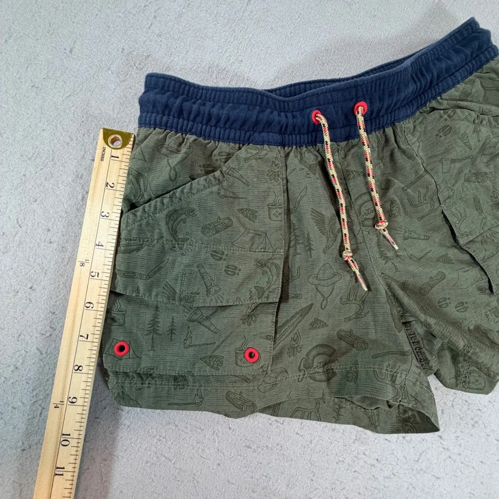 Columbia Cargo Shorts Mens Small Green Camping Print Hiking Outdoor Utility